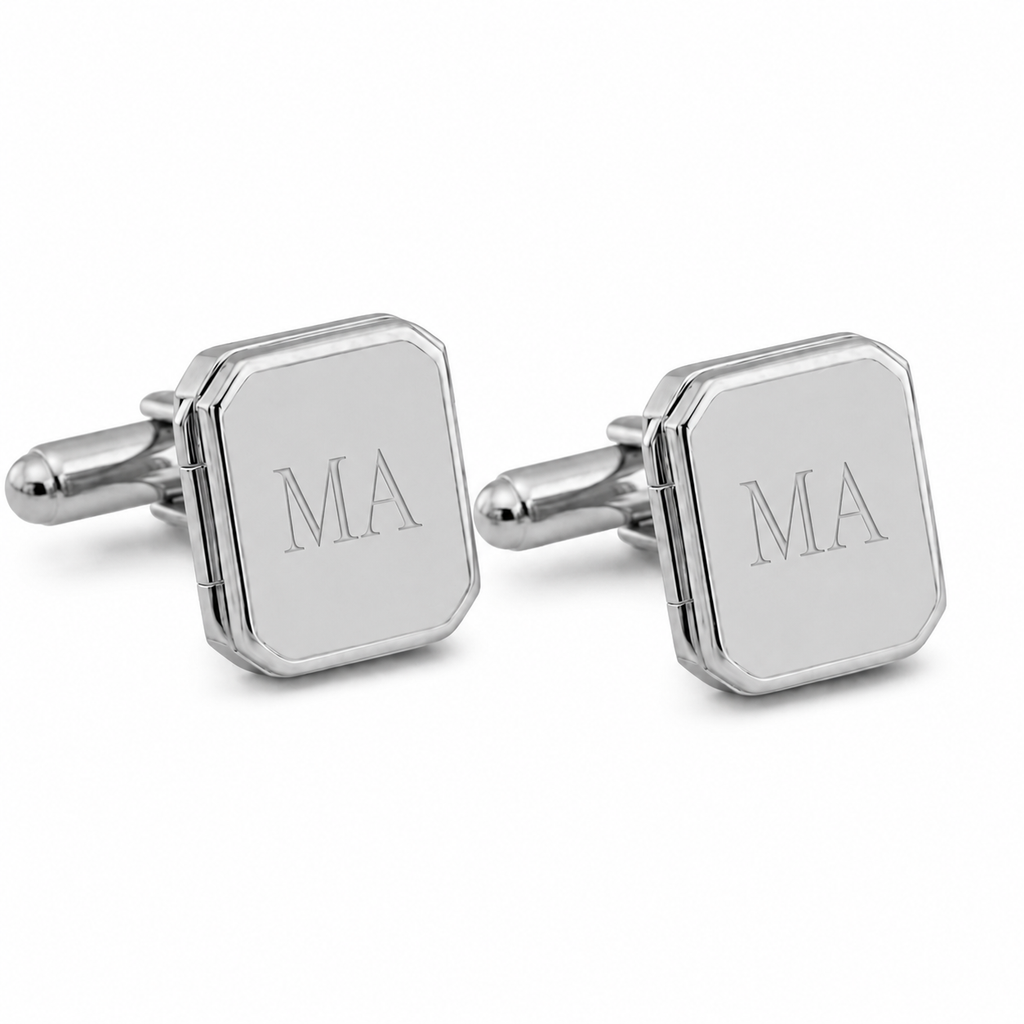 Engravable Sterling Silver Locket Cufflinks