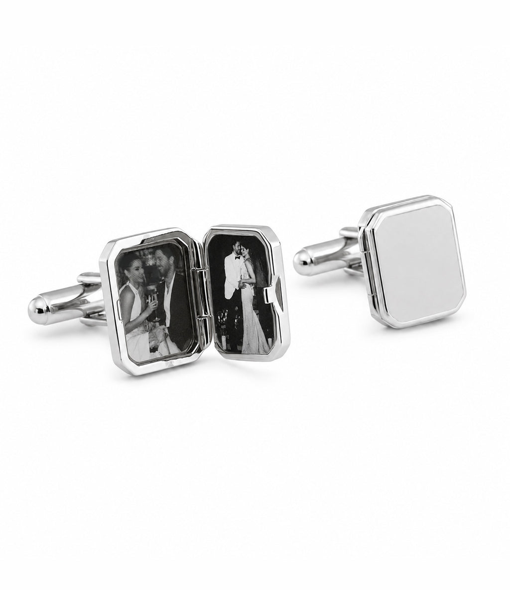 Engravable Sterling Silver Locket Cufflinks